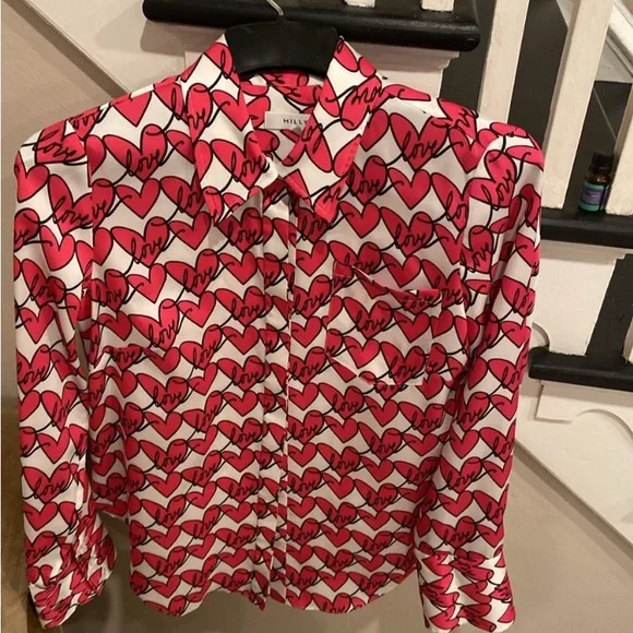 Milly Raspberryblack and white twilltop size 10 pristine Condition